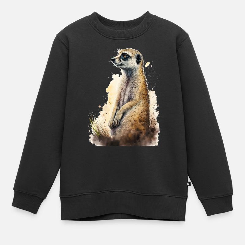 Süßes niedliches Erdmännchen - Kinder Premium Organic Sweatshirt - Schwarz