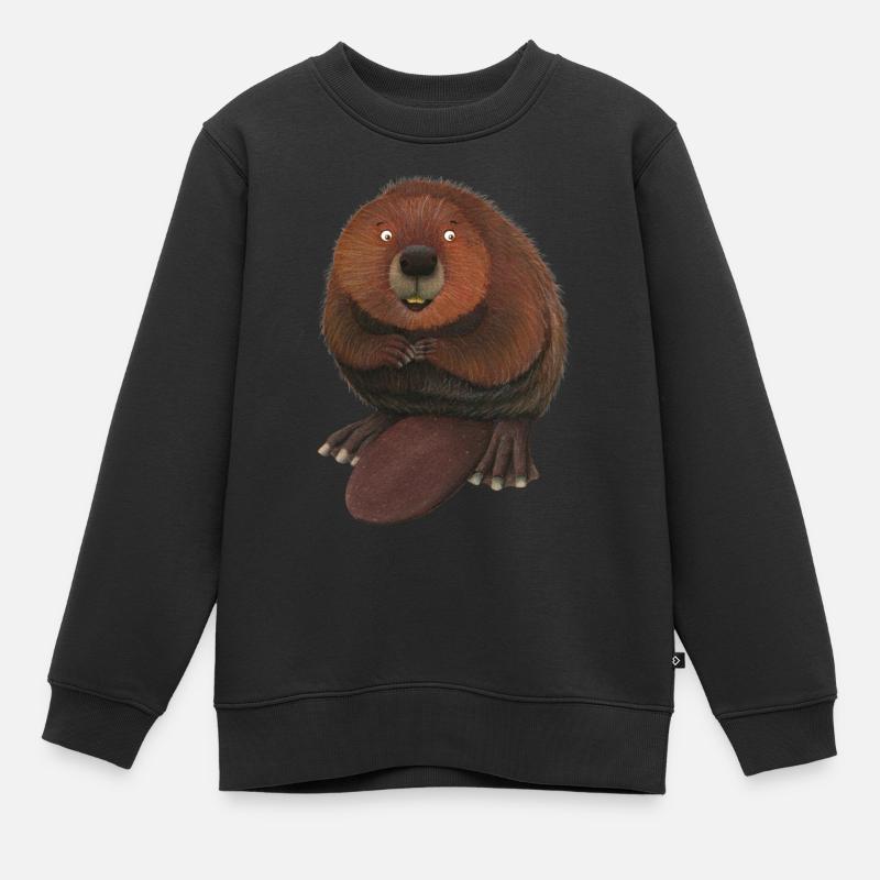 castor drôle - Sweat Premium enfant bio - noir