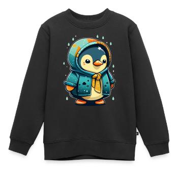 Pingouin Adorable pour Enfants et Bébés - Sweat Premium enfant bio - noir - Devant - AI Model Kid Female (0cm)