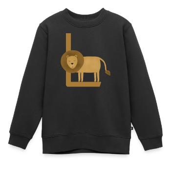 L - LEO - ABC, Alphabet, Lettre, Animal, Nom - Sweat Premium enfant bio - noir - Devant - AI Model Kid Female (0cm)