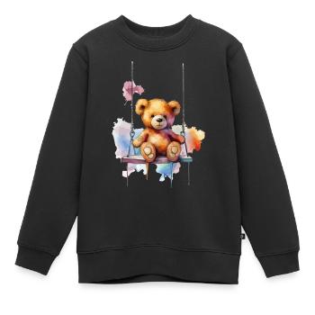 Teddybär auf ihrer Schaukel - Kinder Premium Organic Sweatshirt - Schwarz - Vorne - AI Model Kid Female (0cm)