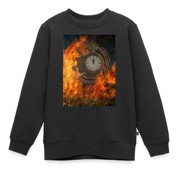 Feurige Uhr. - Kinder Premium Organic Sweatshirt - Schwarz - Vorne - AI Model Kid Female (0cm)
