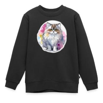 Persian cat - Kids Premium Organic Sweatshirt - black - Front - AI Model Kid Female (0cm)