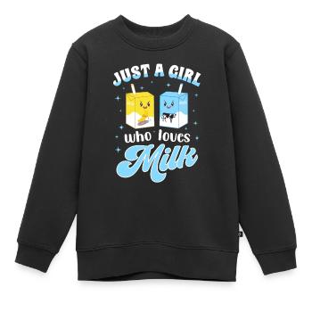 Just A Girl Who Loves Milk - Kinder Premium Organic Sweatshirt - Schwarz - Vorne - AI Model Kid Female (0cm)
