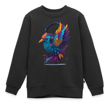 Musik Birdie - Kinder Premium Organic Sweatshirt - Schwarz - Vorne - AI Model Kid Female (0cm)
