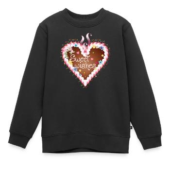 Lebkuchenherz Volksfest mit Zuckerguß und Wünsche - Kinder Premium Organic Sweatshirt - Schwarz - Vorne - AI Model Kid Female (0cm)