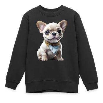 Mignon Bouledogue Français, Bébé - Sweat Premium enfant bio - noir - Devant - AI Model Kid Female (0cm)