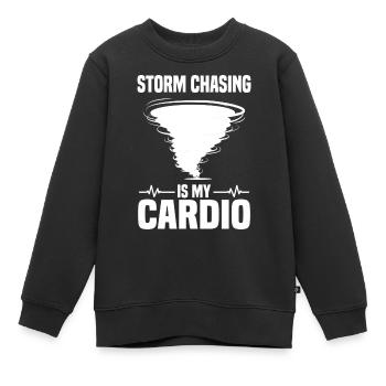 Sturmjäger Sprüche | Gewitter Meteorologe Geschenk - Kinder Premium Organic Sweatshirt - Schwarz - Vorne - AI Model Kid Female (0cm)