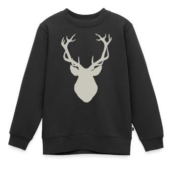 Cerf - Sweat Premium enfant bio - noir - Devant - AI Model Kid Female (0cm)