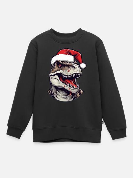 Tête d’animal de Noël dinosaure - Sweat Premium enfant bio - noir