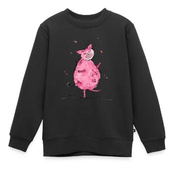 Tanzendes Glücksschwein - Kinder Premium Organic Sweatshirt - Schwarz - Vorne - AI Model Kid Female (0cm)
