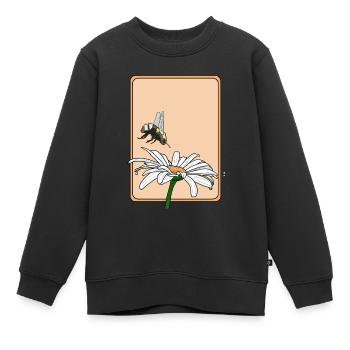 Marguerites et bourdons - Sweat Premium enfant bio - noir - Devant - AI Model Kid Female (0cm)