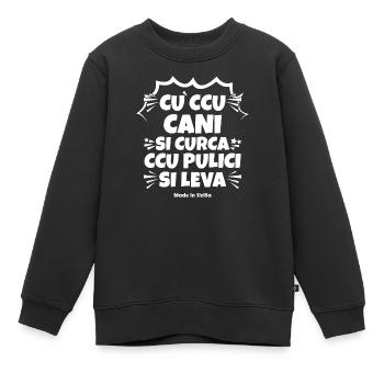 t-shirt Proverbe Sicile chiens propres - Sweat Premium enfant bio - noir - Devant - AI Model Kid Female (0cm)