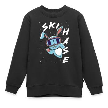 Skihase - Skifahren - Winterurlaub in den Bergen - Kinder Premium Organic Sweatshirt - Schwarz - Vorne - AI Model Kid Female (0cm)
