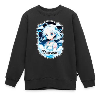 rêver - rêveur - rêveuse - rêve - rêverie - Sweat Premium enfant bio - noir - Devant - AI Model Kid Female (0cm)