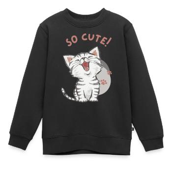Chat - Trop mignon ! - Sweat Premium enfant bio - noir - Devant - AI Model Kid Female (0cm)