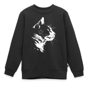 Katze, katzenmotiv - Kinder Premium Organic Sweatshirt - Schwarz - Vorne - AI Model Kid Female (0cm)