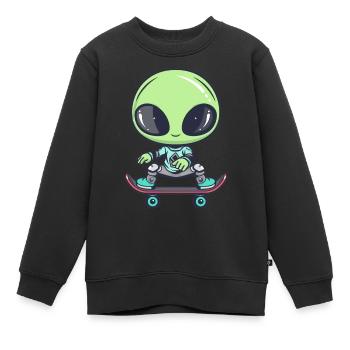 Skater Alien - Kids Premium Organic Sweatshirt - black - Front - AI Model Kid Female (0cm)