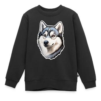 Tête de husky de Sibérie - Sweat Premium enfant bio - noir - Devant - AI Model Kid Female (0cm)