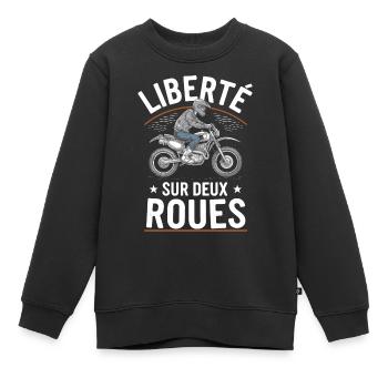 Liberté sur deux roues - Sweat Premium enfant bio - noir - Devant - AI Model Kid Female (0cm)