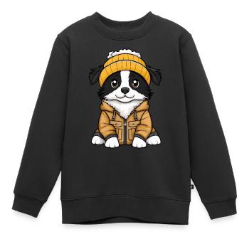 Border Collie Hund Stylisch - Kinder Premium Organic Sweatshirt - Schwarz - Vorne - AI Model Kid Female (0cm)