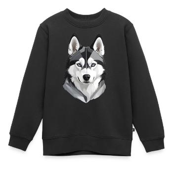 Tête de husky mignonne - Sweat Premium enfant bio - noir - Devant - AI Model Kid Female (0cm)