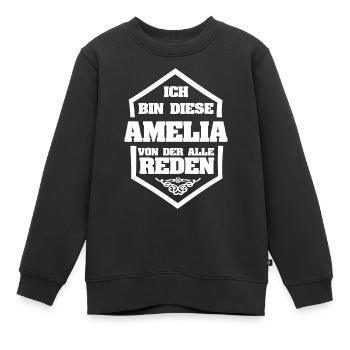 Nickname Amelia - Kids Premium Organic Sweatshirt - black - Front - AI Model Kid Female (0cm)