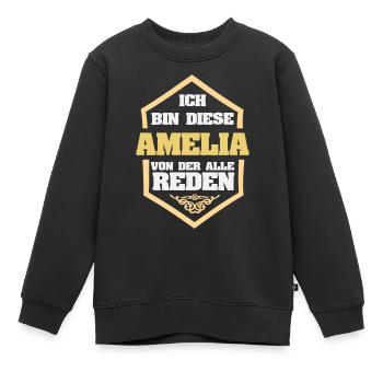 Geschenk für Amelia - Kinder Premium Organic Sweatshirt - Schwarz - Vorne - AI Model Kid Female (0cm)