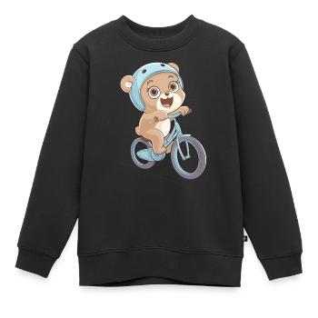Süßer Radfahrer Bär mit Helm Fahrrad Sport - Kinder Premium Organic Sweatshirt - Schwarz - Vorne - AI Model Kid Female (0cm)