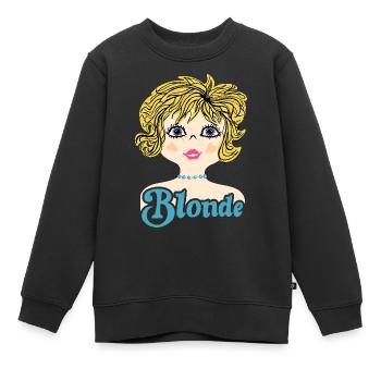 Retro Illustration Blonde - Kinder Premium Organic Sweatshirt - Schwarz - Vorne - AI Model Kid Female (0cm)
