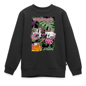 Schwalbe (camouflage) // Illustration - Kinder Premium Organic Sweatshirt - Schwarz - Vorne - AI Model Kid Female (0cm)