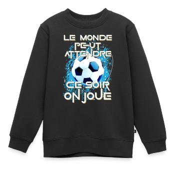 Foot humoristique fan foot football match humour - Sweat Premium enfant bio - noir - Devant - AI Model Kid Female (0cm)