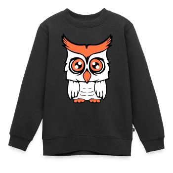 Eule Vogel Uhu Nachtvogel Schleiereule Kauz Comic - Kinder Premium Organic Sweatshirt - Schwarz - Vorne - AI Model Kid Female (0cm)