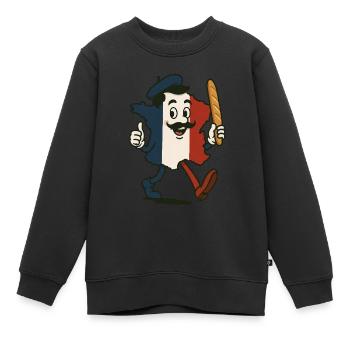 France - Sweat Premium enfant bio - noir - Devant - AI Model Kid Female (0cm)