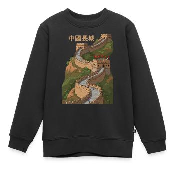 Die Chinesische Mauer - Kinder Premium Organic Sweatshirt - Schwarz - Vorne - AI Model Kid Female (0cm)