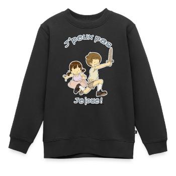 Je peux pas, je joue ! - Sweat Premium enfant bio - noir - Devant - AI Model Kid Female (0cm)