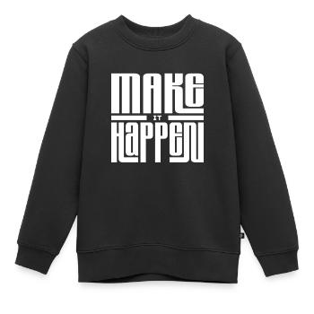 Ausdruck von Freude in linearer Typografie - Kinder Premium Organic Sweatshirt - Schwarz - Vorne - AI Model Kid Female (0cm)