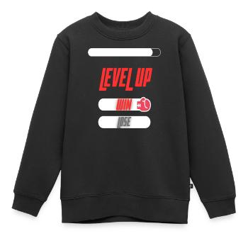 Level Up Win Lose Sport Spieldesign - Kinder Premium Organic Sweatshirt - Schwarz - Vorne - AI Model Kid Female (0cm)