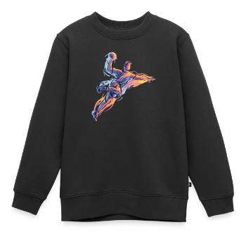 Dynamischer Handball Sprungwurf in Neon Flammen - Kinder Premium Organic Sweatshirt - Schwarz - Vorne - AI Model Kid Female (0cm)