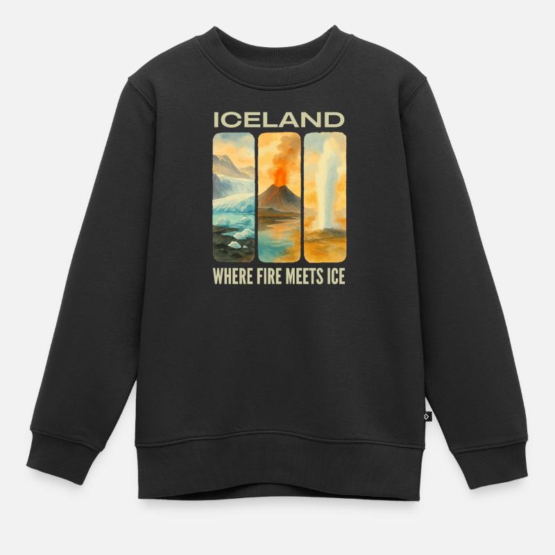 Island: Wo Feuer auf Eis trifft - Kinder Premium Organic Sweatshirt - Schwarz