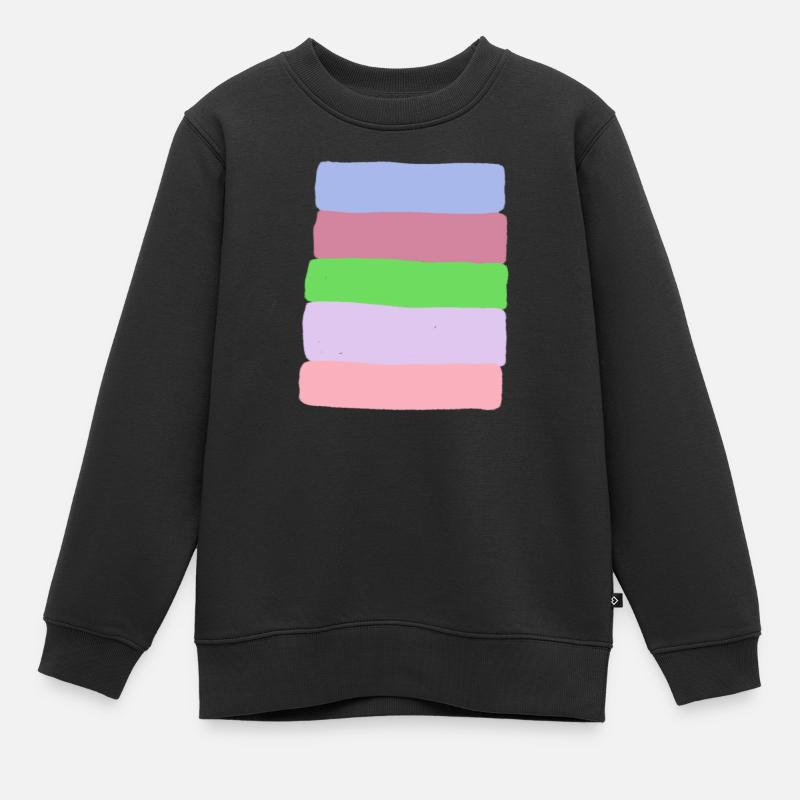 Pastellstreifen-Stack - Kinder Premium Organic Sweatshirt - Schwarz