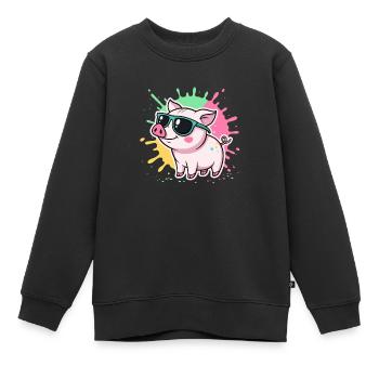 Warm Pig Sonnenbrille - Kinder Premium Organic Sweatshirt - Schwarz - Vorne - AI Model Kid Female (0cm)