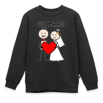 Couple de mariage Cartoon Heart Fraîchement marié - Sweat Premium enfant bio - noir - Devant - AI Model Kid Female (0cm)