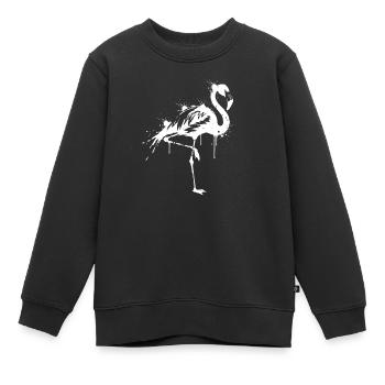 Flamingo Schwarz-Weiß-Spritzer - Kinder Premium Organic Sweatshirt - Schwarz - Vorne - AI Model Kid Female (0cm)