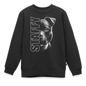 Staffordshire Bull Terrier with Staffy Lettering - Kids Premium Organic Sweatshirt - black - Front - AI Model Kid Female (0cm)