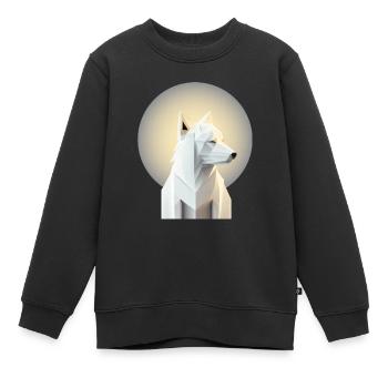 Weisser Schäferhund mit Mond Bauhaus Art - Kinder Premium Organic Sweatshirt - Schwarz - Vorne - AI Model Kid Female (0cm)