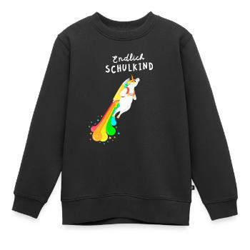 Endlich Schulkind Einhorn Rakete Einschulung - Kinder Premium Organic Sweatshirt - Schwarz - Vorne - AI Model Kid Female (0cm)