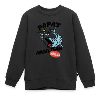 Papas Angelbuddy Angelexperte Fischen mit Papa - Kinder Premium Organic Sweatshirt - Schwarz - Vorne - AI Model Kid Female (0cm)