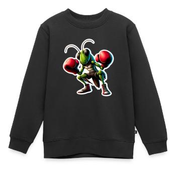 Grashüpfer sucht den Boxkampf - Kinder Premium Organic Sweatshirt - Schwarz - Vorne - AI Model Kid Female (0cm)