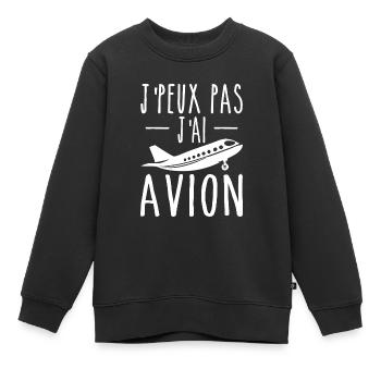 Ich kann nicht Ich habe Flugzeug Humor Luftfahrt Geschenk - Kinder Premium Organic Sweatshirt - Schwarz - Vorne - AI Model Kid Female (0cm)